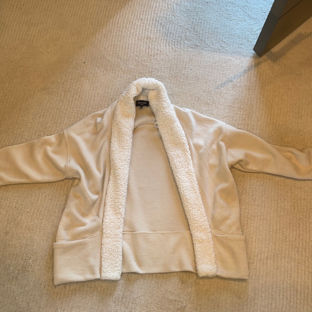 Selling Splendid cream cardigan with a fuzzy trim in size small! ONLY WORN ONCE!